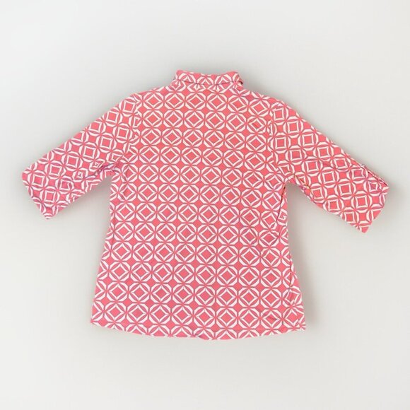 Lulu B Button Down 1/2 Sleeve Blouse Women's Size Medium Pink Pattern Buttons - Picture 2 of 7
